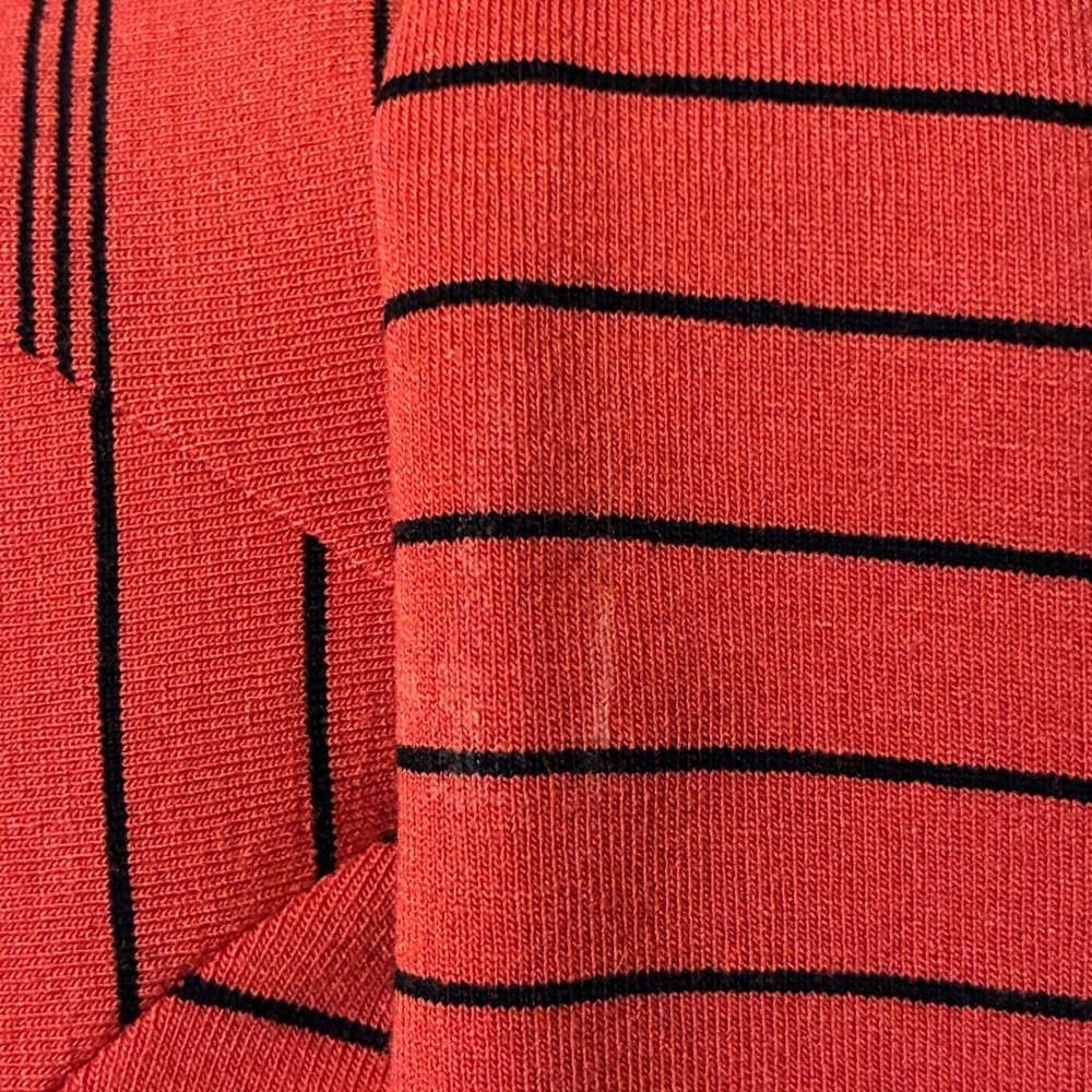 Habitat Womens L Coral Orange Black Striped 3/4 Sleeve Side Tie Top 57621 - Picture 8 of 9